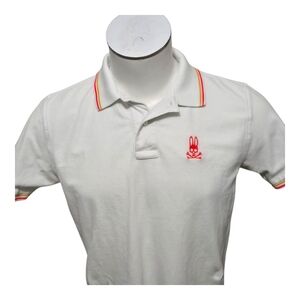 Psycho Bunny Polo Shirts, White / Orange, Men’s 6